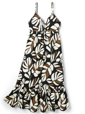 Tabitha Brown Target Linen Blend Botanical Print Midi Dress Womens S New